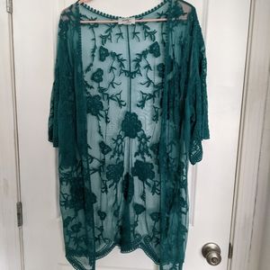 Teal Lace kimono